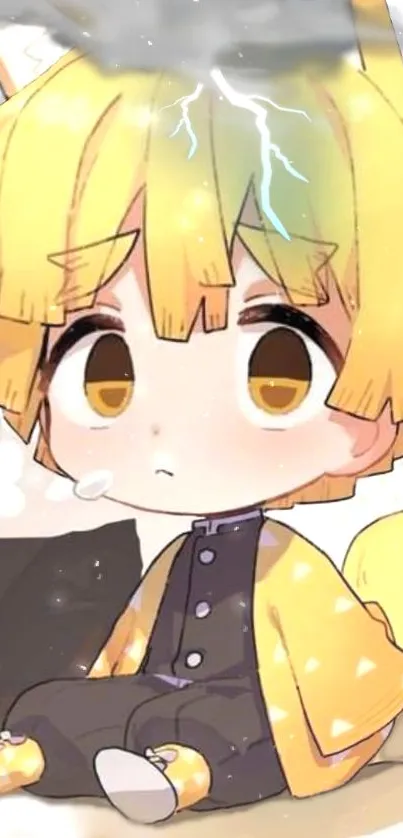 Cute chibi anime character with yellow hair and outfit.