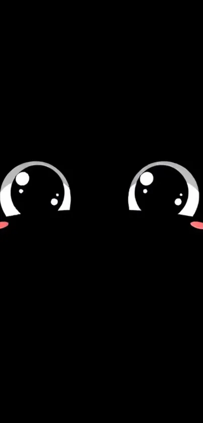 Adorable anime eyes on a black background wallpaper.