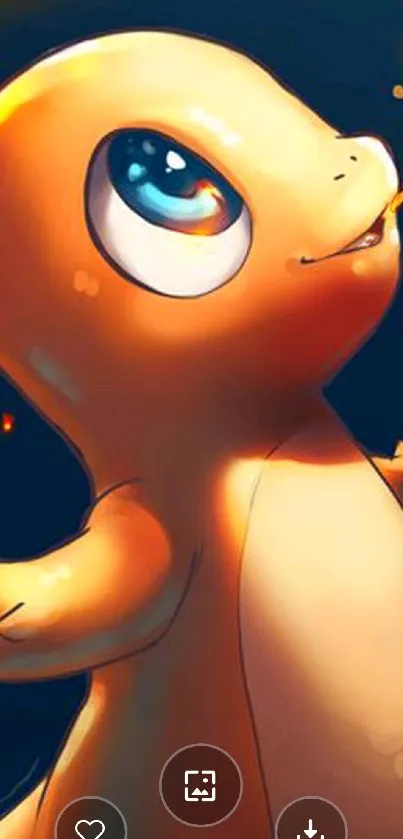 Adorable anime fire lizard blowing flames.