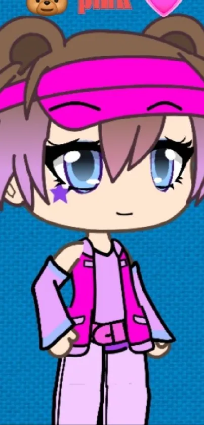 Charming anime girl in pink cartoon style.