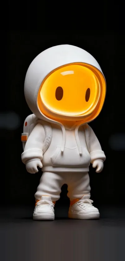 Cute cartoon astronaut with glowing helmet