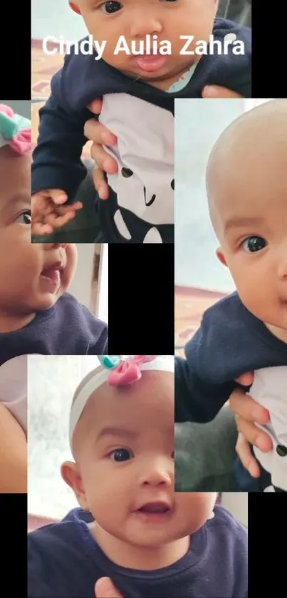 Cute baby collage with joyful expressions.