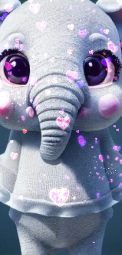 Adorable cartoon baby elephant wallpaper with big eyes and pastel colors.