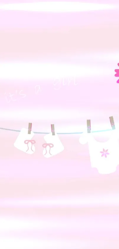 Light pink baby girl theme wallpaper with cute designs.