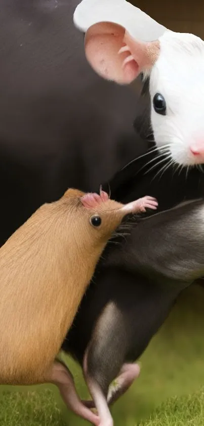 Adorable baby rodents in a natural setting.