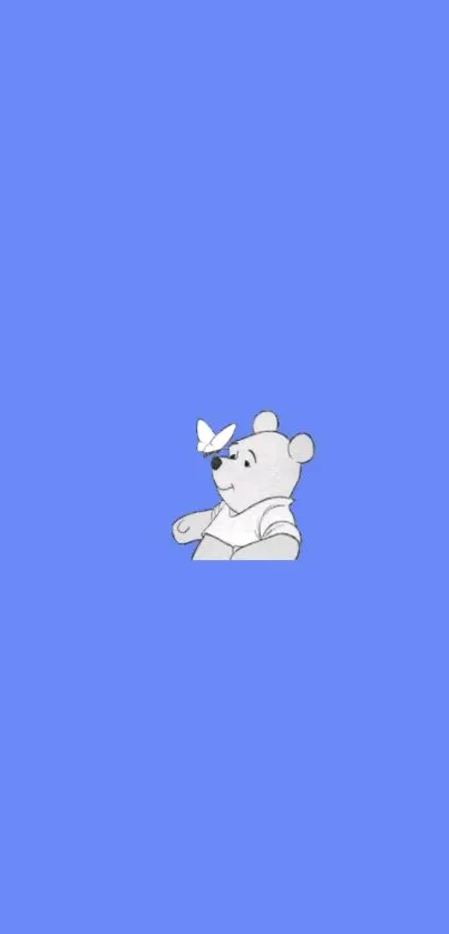 Cute cartoon bear on a blue background for mobile wallpaper.