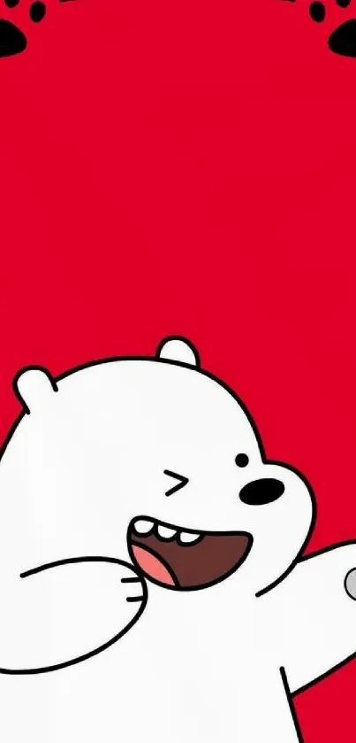 Cute cartoon bear with red background wallpaper.