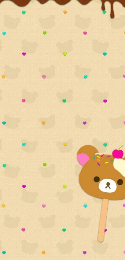 Cute bear-shaped dessert wallpaper with sprinkles and chocolate.