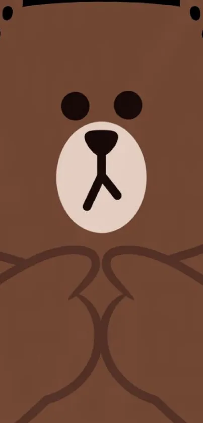 Cute brown bear cartoon mobile wallpaper.