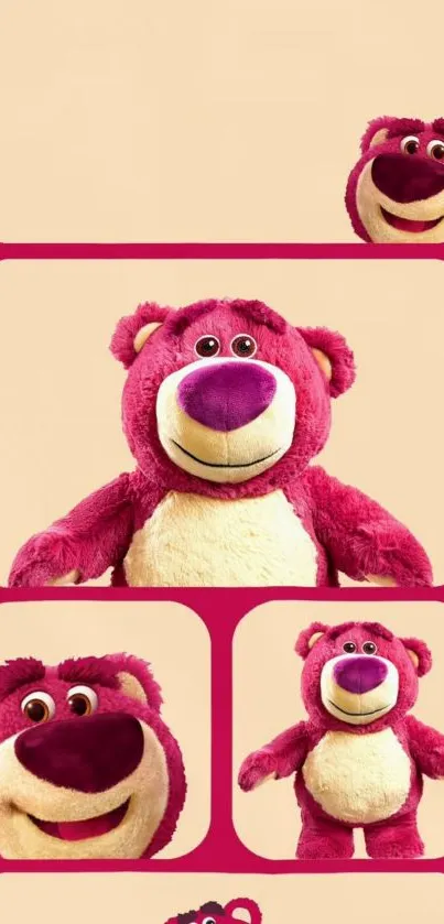 Cute pink bear mobile wallpaper design.