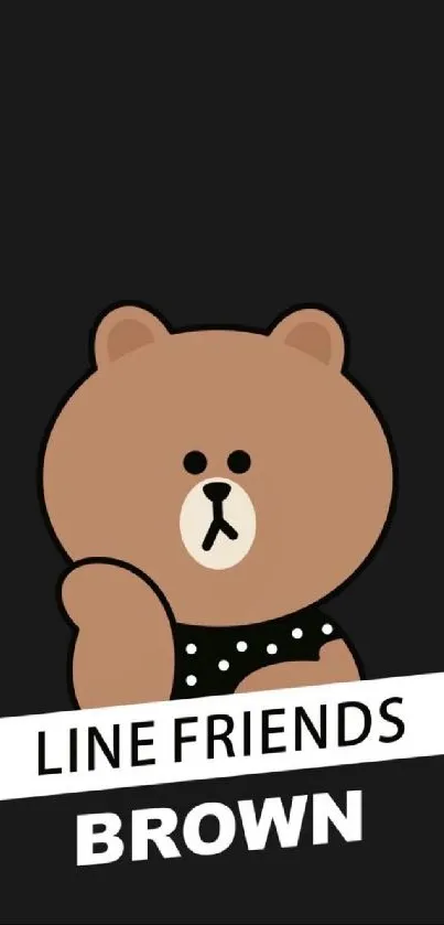 Cute bear character on black mobile wallpaper.