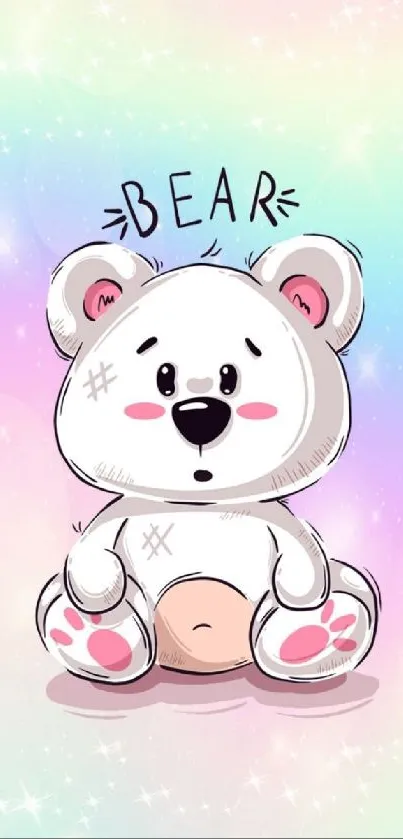 Cute bear with pastel background and colorful design.