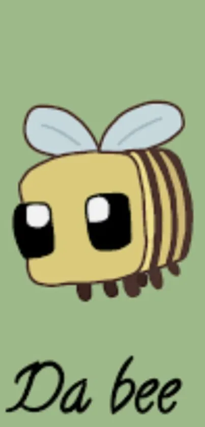 Cute cartoon bee with green backdrop.