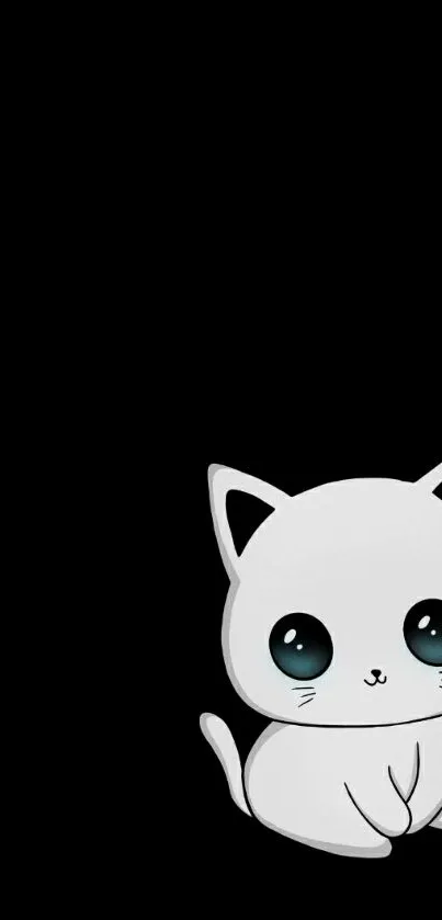 Adorable minimalist black cat wallpaper for mobile phone backgrounds.