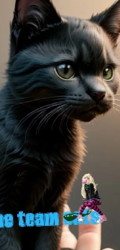 Adorable black cat mobile wallpaper with cute eyes and dark fur.