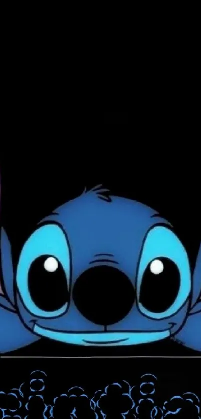 Cute blue cartoon character on a black background.