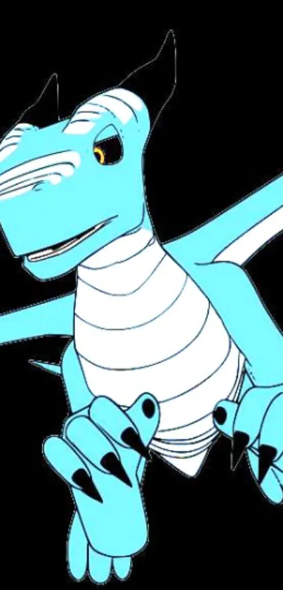 Animated blue dragon on black background.