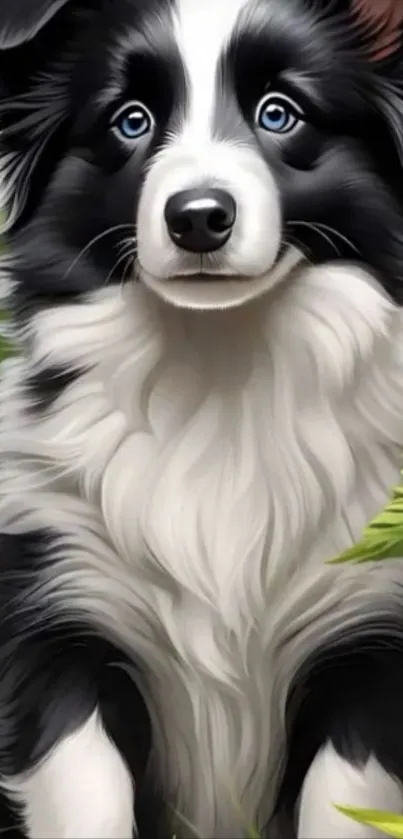 Artistic Border Collie with a nature background.