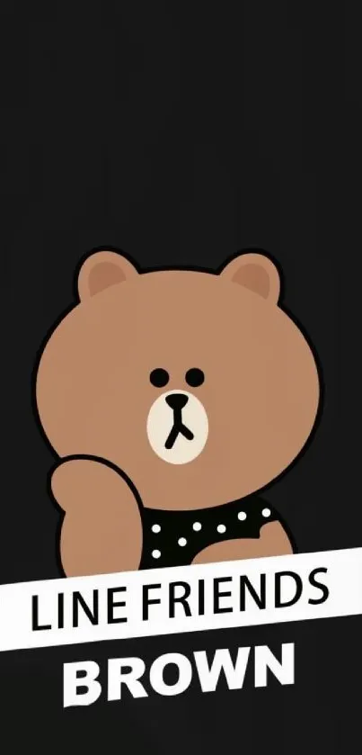 Line Friends Brown Bear with a black background.