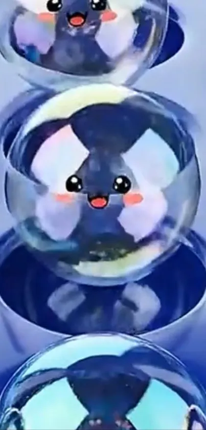 Adorable cartoon bubble wallpaper with cute faces.