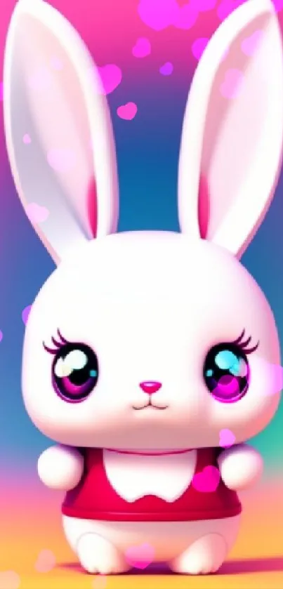 Cute cartoon bunny with vibrant gradient background.