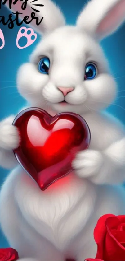 Cute bunny with a heart and Easter theme.