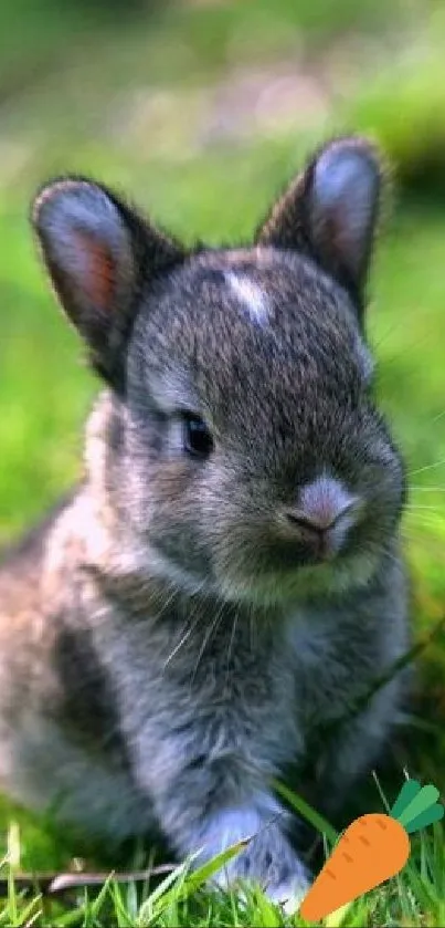 Adorable bunny sitting in green grass