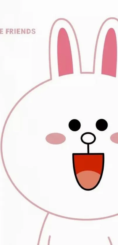 Cute Line Friends bunny wallpaper with pink and white colors on mobile screen.