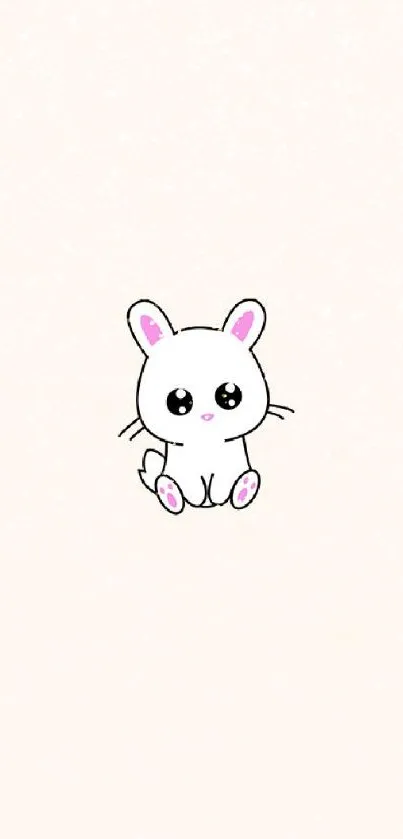 Minimalist bunny wallpaper with a cute design on a light beige background.