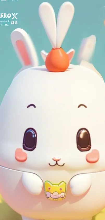 Adorable cartoon bunny with pastel colors on mobile wallpaper.