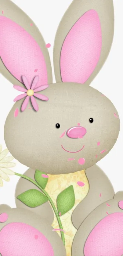 Adorable bunny with pink accents wallpaper.