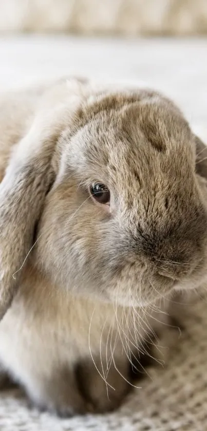 Adorable fluffy bunny on a soft background.