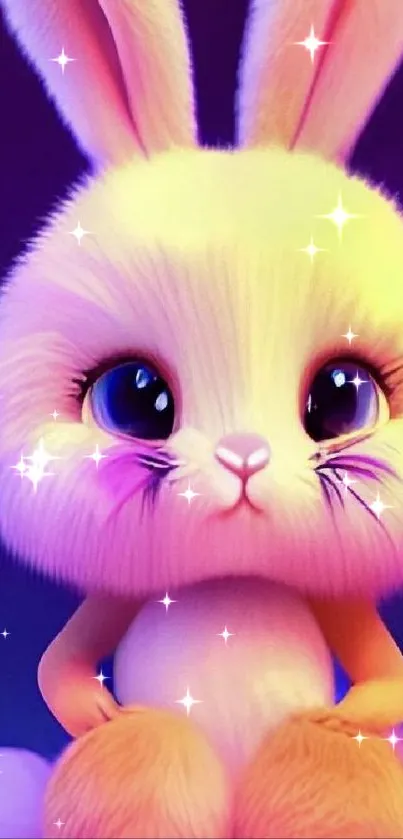 Cute colorful bunny wallpaper for mobile.