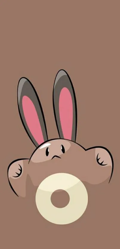 Cute cartoon bunny with brown background mobile wallpaper.