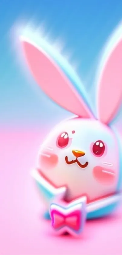 Cute pink and blue bunny wallpaper for mobile phones.