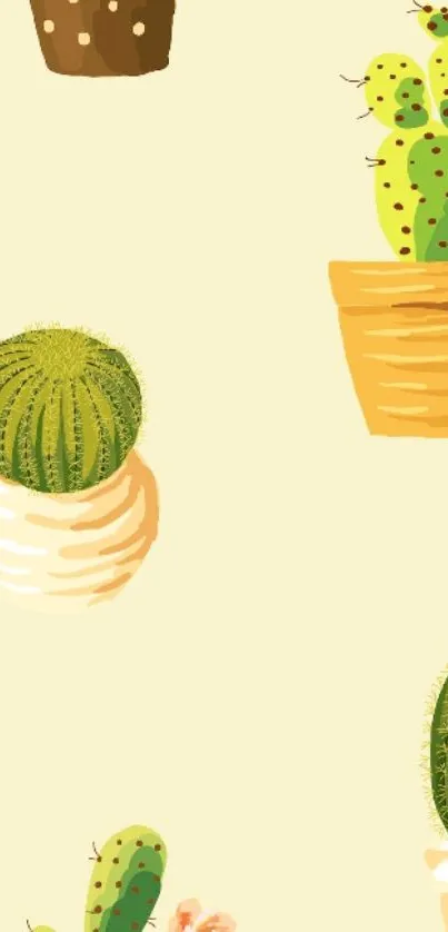 Cute cactus pattern with light yellow background.