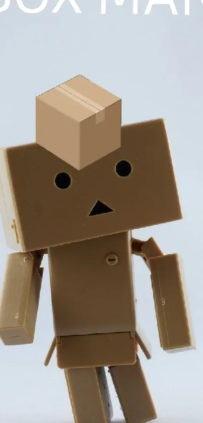 Cute cardboard box character standing on a minimalistic white background.