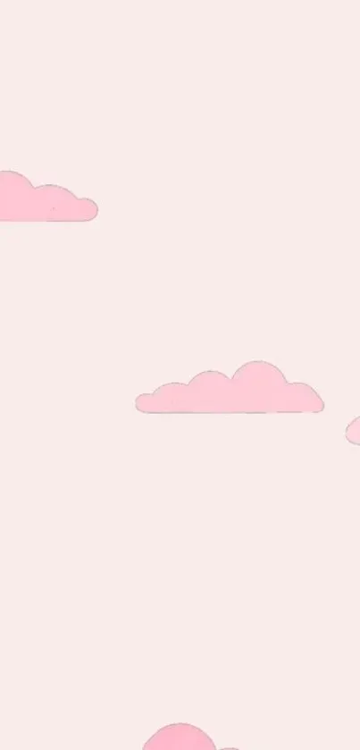 Whimsical cartoon wallpaper with pink clouds and a balloon.