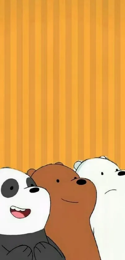 Cartoon bears on an orange background wallpaper.