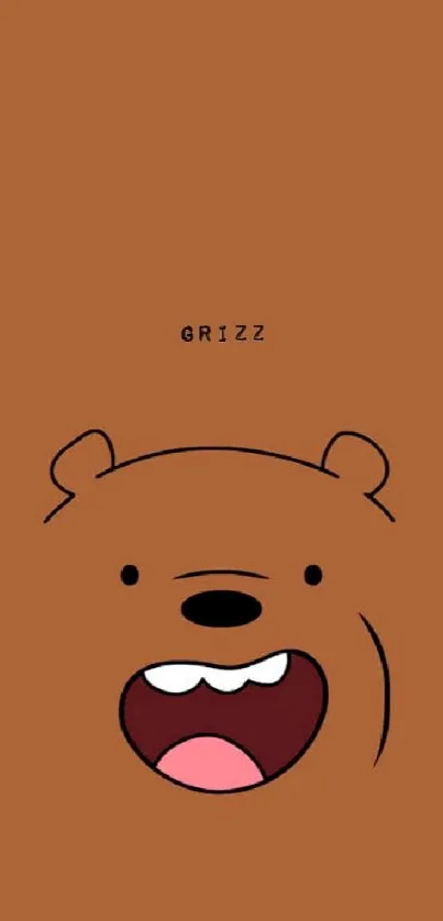 Cartoon bear face on brown background wallpaper.