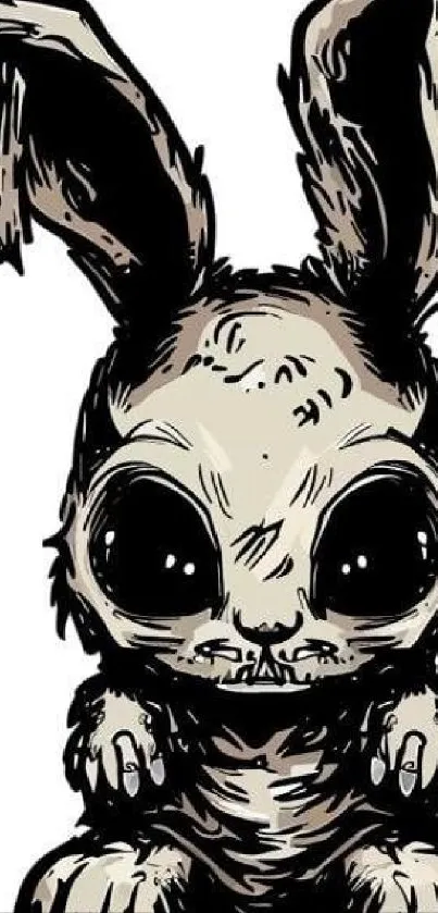 Illustration of a cute cartoon bunny with dark features