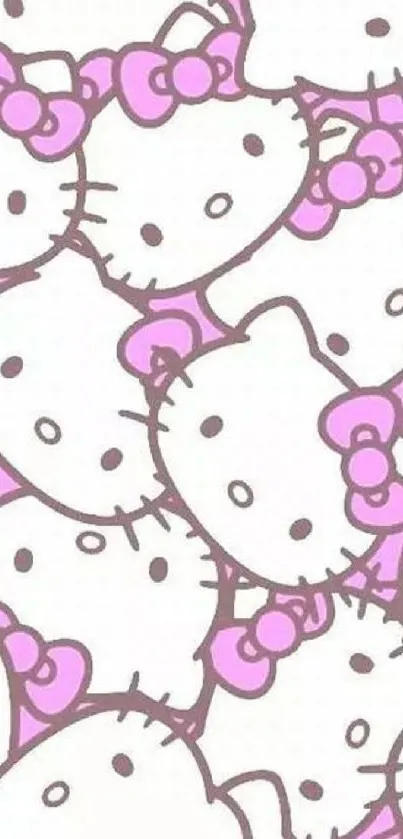 Adorable pink cartoon cat pattern wallpaper.