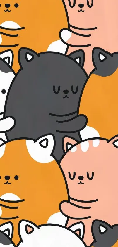 Colorful cartoon cat pattern wallpaper for mobile.