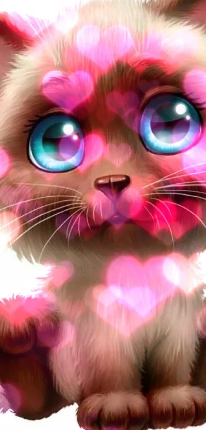 Cute cartoon cat with big blue eyes.