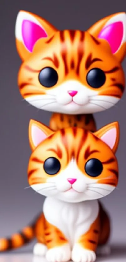 Vibrant cartoon cats wallpaper with orange stripes and big eyes.