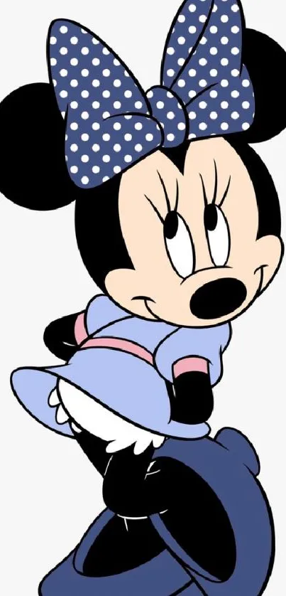 Cute cartoon character with polka dot bow.