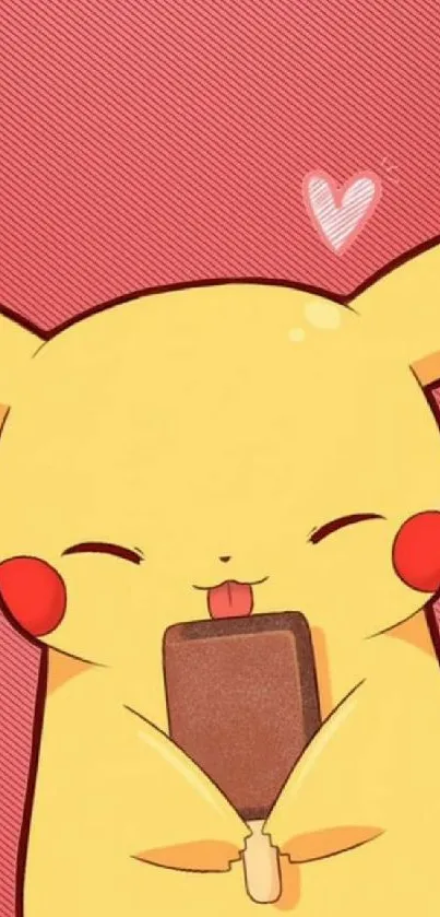 Cute Pikachu with ice cream mobile wallpaper.