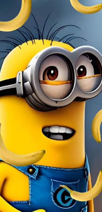 Cute yellow cartoon character with goggles.
