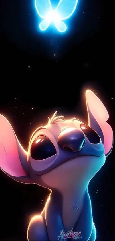 Cute cartoon character with glowing butterfly.
