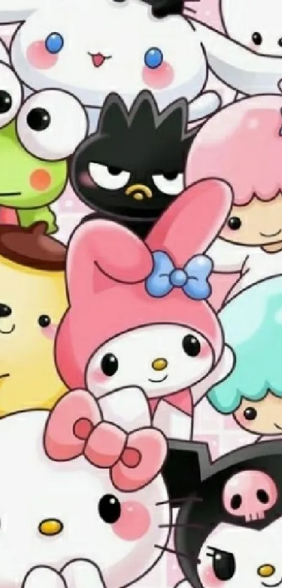 Adorable cartoon characters with pink hues.